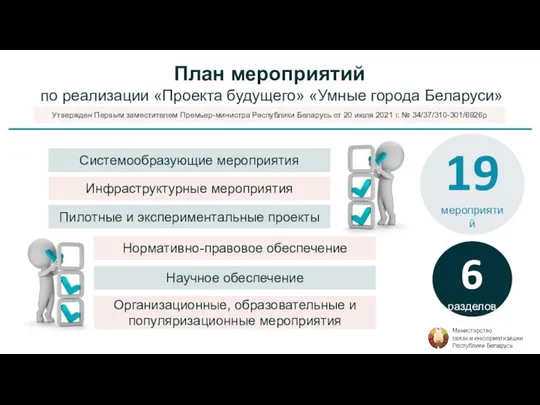 План мероприятий по реализации «Проекта будущего» «Умные города Беларуси» Утвержден Первым