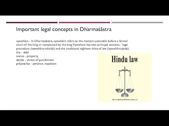 Important legal concepts in Dharmaśāstra vyavahāra - In Dharmaśāstra, vyavahāra refers