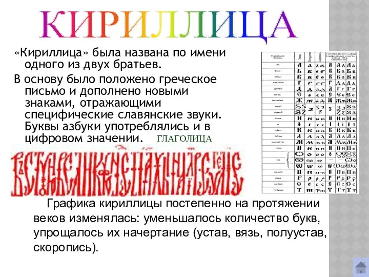 «Кириллица» была названа по имени одного из двух братьев. В основу