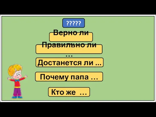 ????? Верно ли … Правильно ли … Достанется ли ... Почему папа … Кто же …