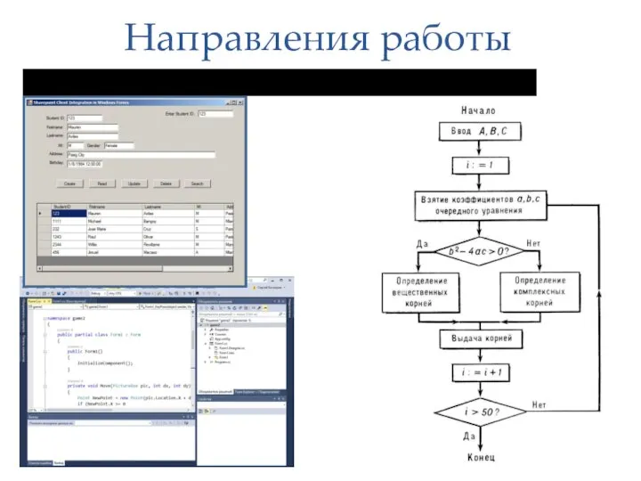 Основы программирования: оконный интерфейс Направления работы