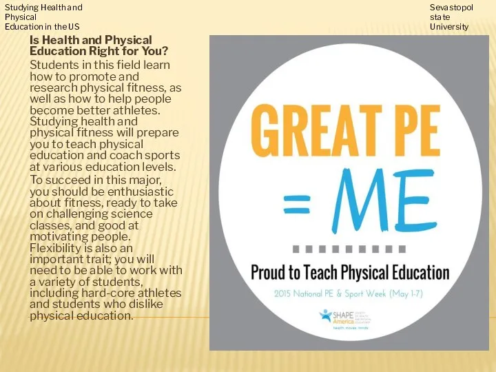 Is Health and Physical Education Right for You? Students in this