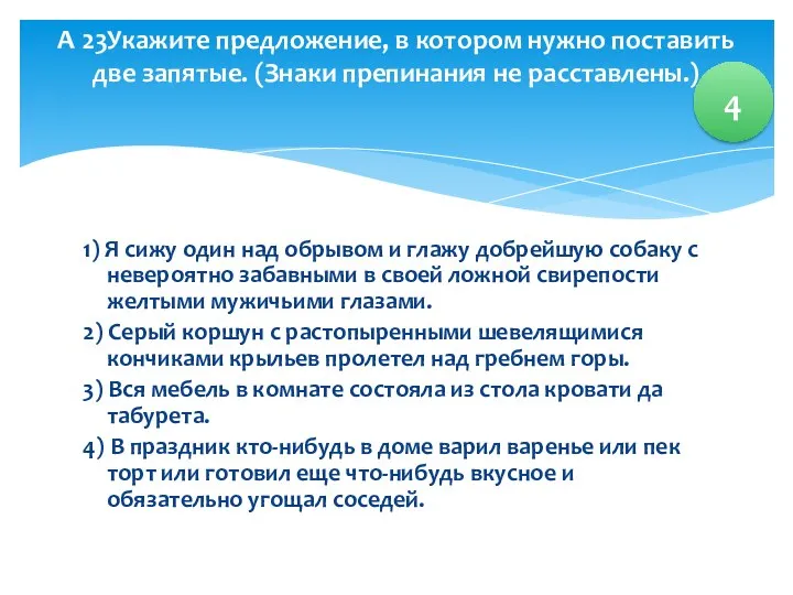 1) Я сижу один над обрывом и глажу добрейшую собаку с