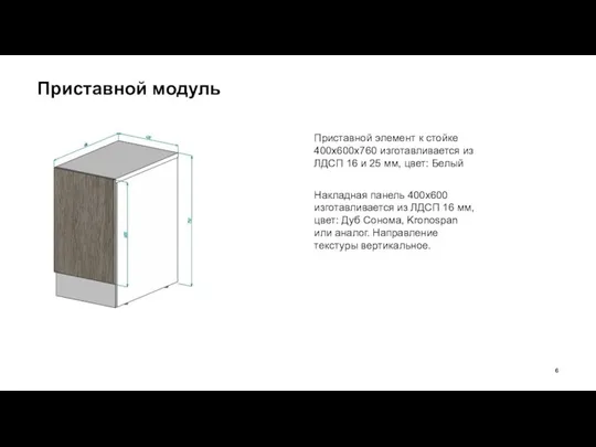 Приставной модуль Приставной элемент к стойке 400х600х760 изготавливается из ЛДСП 16