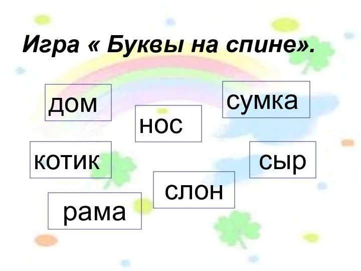 Игра « Буквы на спине». Игра « Буквы на спине». дом