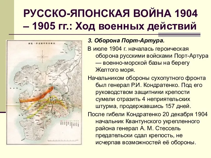 РУССКО-ЯПОНСКАЯ ВОЙНА 1904 – 1905 гг.: Ход военных действий 3. Оборона
