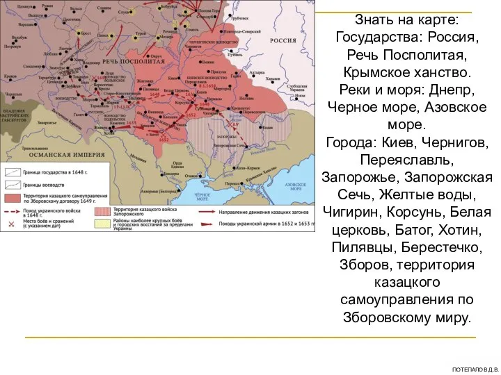 Знать на карте: Государства: Россия, Речь Посполитая, Крымское ханство. Реки и