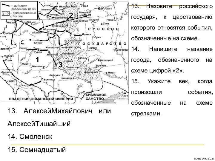 13. Назовите российского государя, к царствованию которого относятся события, обозначенные на