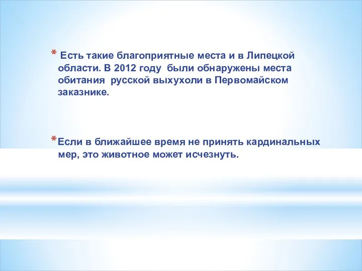 Есть такие благоприятные места и в Липецкой области. В 2012 году