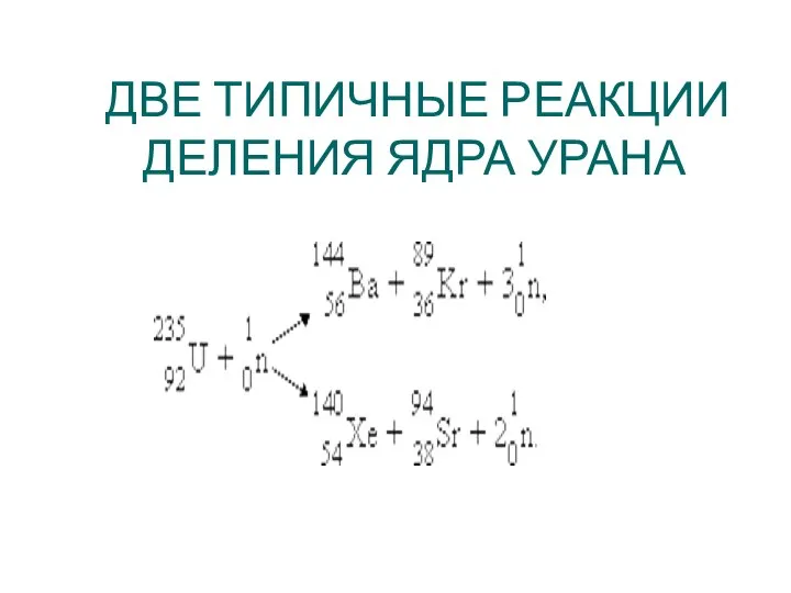 ДВЕ ТИПИЧНЫЕ РЕАКЦИИ ДЕЛЕНИЯ ЯДРА УРАНА