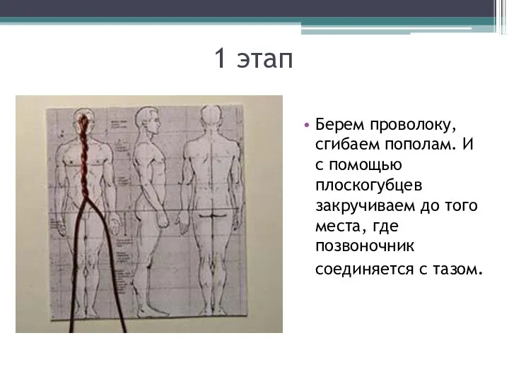 1 этап Берем проволоку, сгибаем пополам. И с помощью плоскогубцев закручиваем