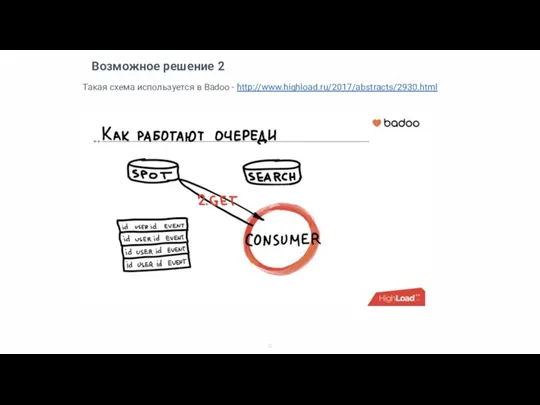 Возможное решение 2 Такая схема используется в Badoo - http://www.highload.ru/2017/abstracts/2930.html