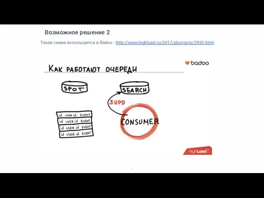 Возможное решение 2 Такая схема используется в Badoo - http://www.highload.ru/2017/abstracts/2930.html