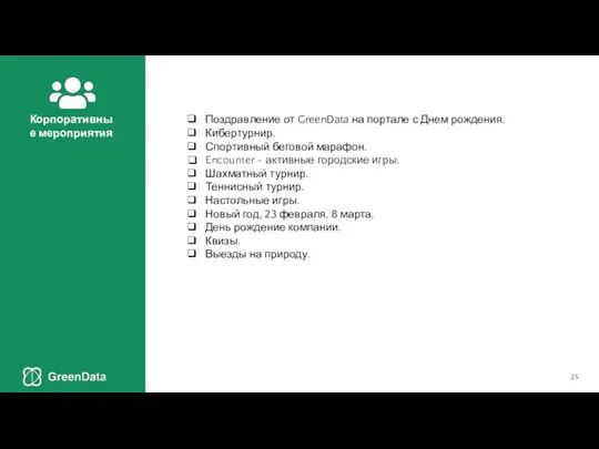 Корпоративные мероприятия Поздравление от GreenData на портале с Днем рождения. Кибертурнир.