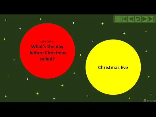 QUESTION 1: What's the day before Christmas called? MENU ? Christmas Eve