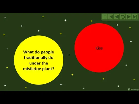 What do people traditionally do under the mistletoe plant? Kiss MENU ?