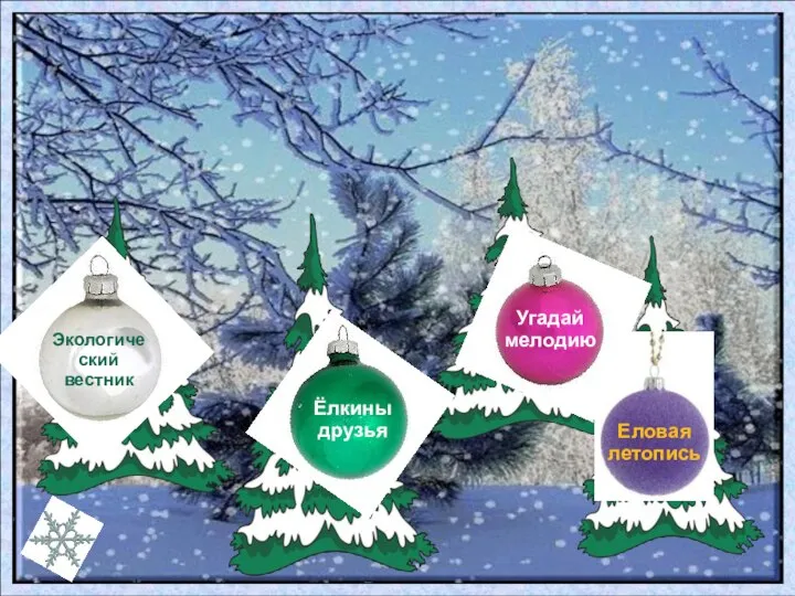 Еловая летопись Угадай мелодию Ёлкины друзья Экологический вестник
