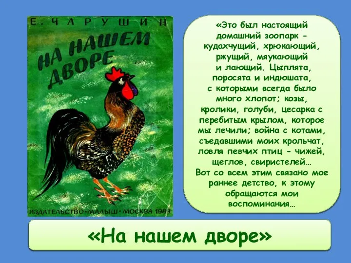 «На нашем дворе» «Это был настоящий домашний зоопарк - кудахчущий, хрюкающий,