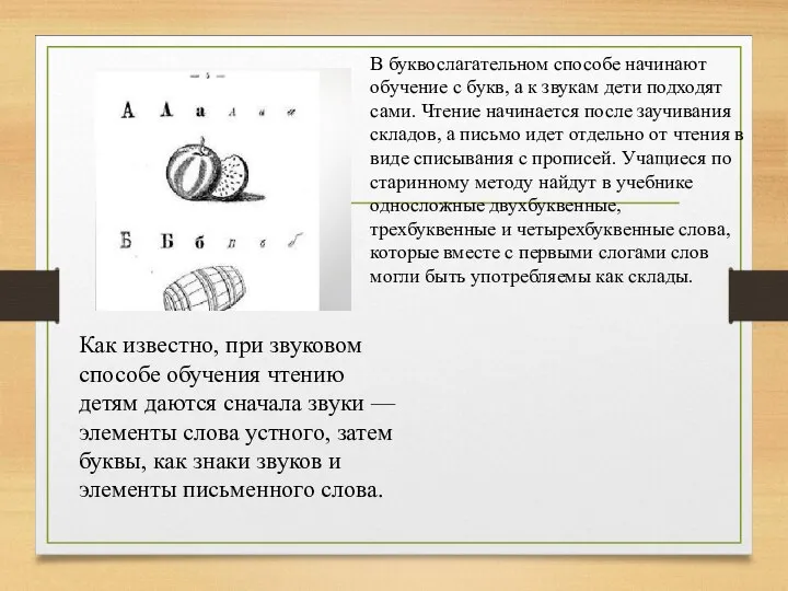 Как известно, при звуковом способе обучения чтению детям даются сначала звуки