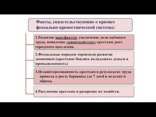 1.Развитие мануфактур, увеличение доли наёмного труда, появление «капиталистых» крестьян, рост городского