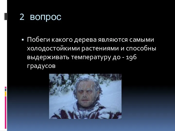 2 вопрос Побеги какого дерева являются самыми холодостойкими растениями и способны