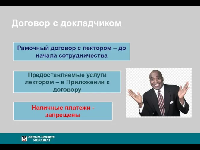 Договор с докладчиком Рамочный договор с лектором – до начала сотрудничества