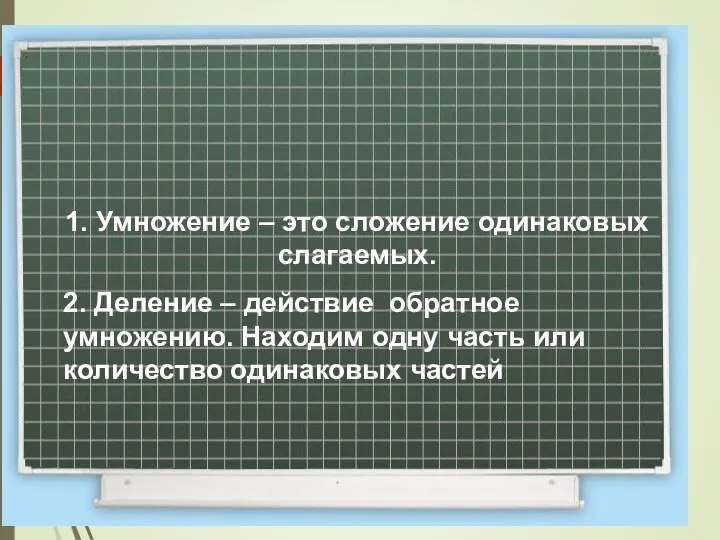 Классная работа 8 ноября 1. Умножение – это сложение одинаковых слагаемых.