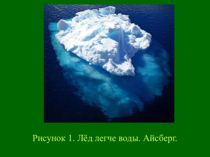 Рисунок 1. Лёд легче воды. Айсберг.