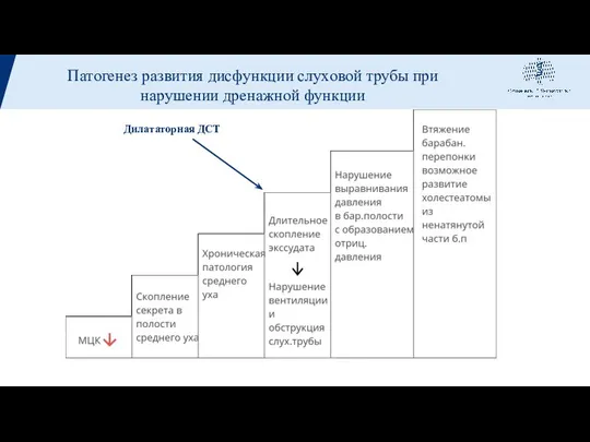 Патогенез развития дисфункции слуховой трубы при нарушении дренажной функции Дилататорная ДСТ