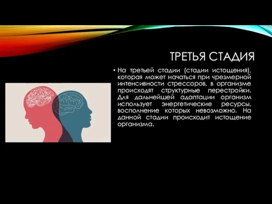 ТРЕТЬЯ СТАДИЯ На третьей стадии (стадии истощения), которая может начаться при