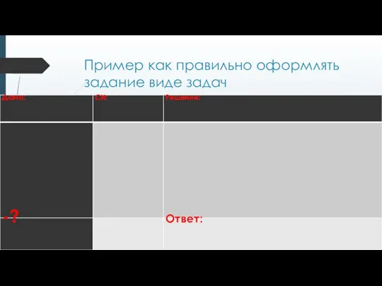 Пример как правильно оформлять задание виде задач