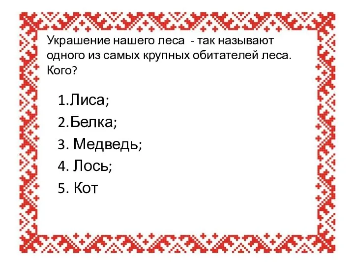 Украшение нашего леса - так называют одного из самых крупных обитателей