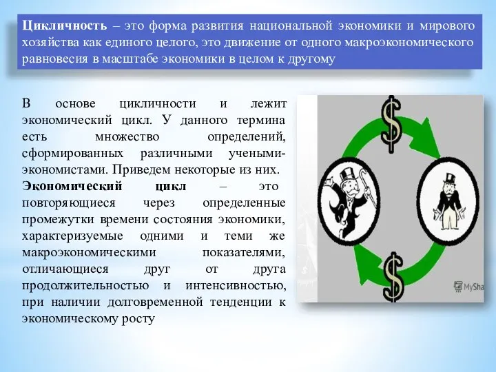 Цикличность – это форма развития национальной экономики и мирового хозяйства как