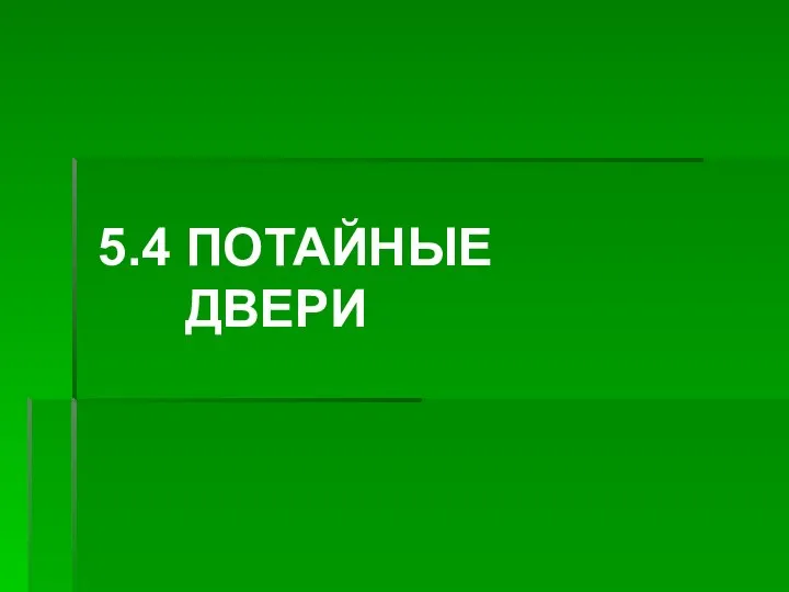 5.4 ПОТАЙНЫЕ ДВЕРИ