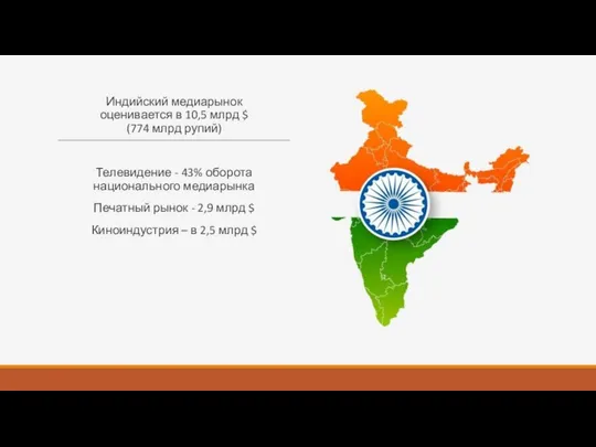 Индийский медиарынок оценивается в 10,5 млрд $ (774 млрд рупий) Телевидение