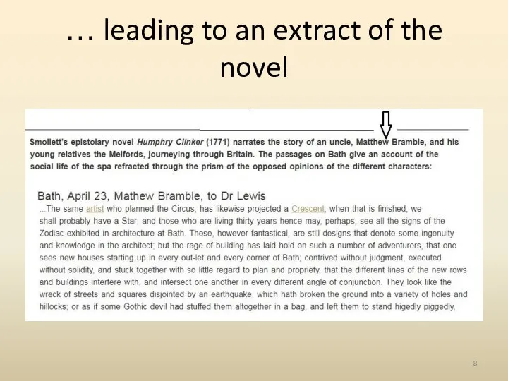 … leading to an extract of the novel