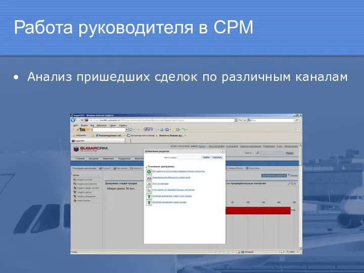 Работа руководителя в СРМ Анализ пришедших сделок по различным каналам