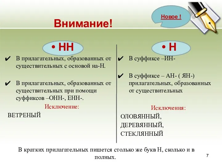 В кратких прилагательных пишется столько же букв Н, сколько и в