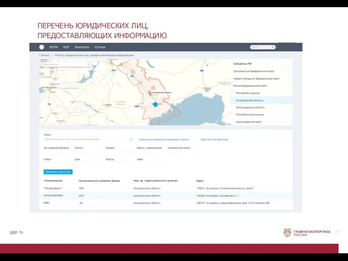 ПЕРЕЧЕНЬ ЮРИДИЧЕСКИХ ЛИЦ, ПРЕДОСТАВЛЯЮЩИХ ИНФОРМАЦИЮ gge.ru