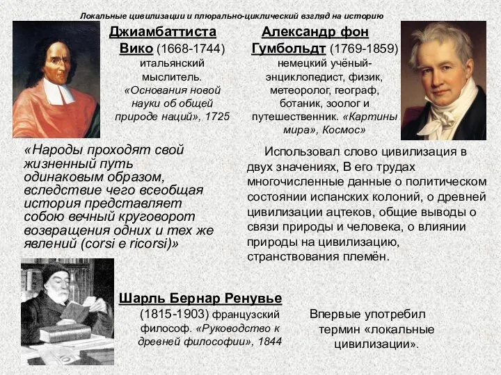 «Народы проходят свой жизненный путь одинаковым образом, вследствие чего всеобщая история