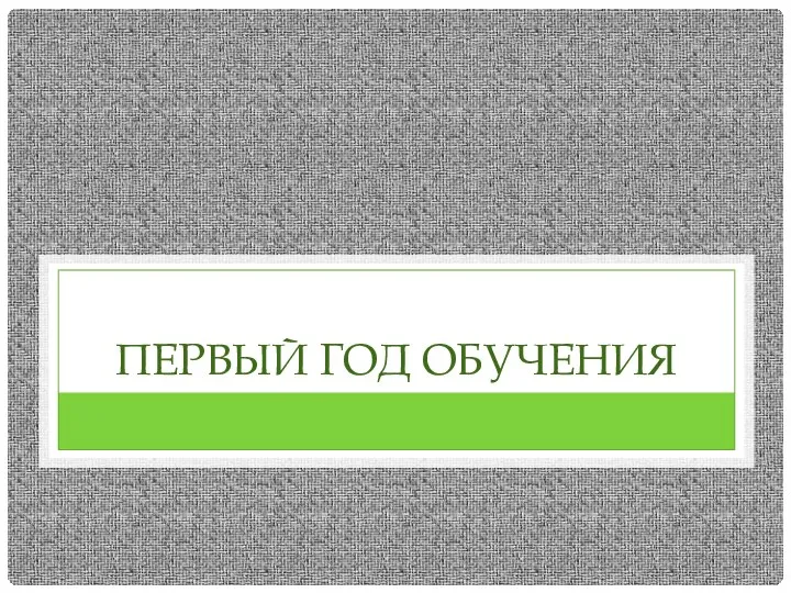 ПЕРВЫЙ ГОД ОБУЧЕНИЯ
