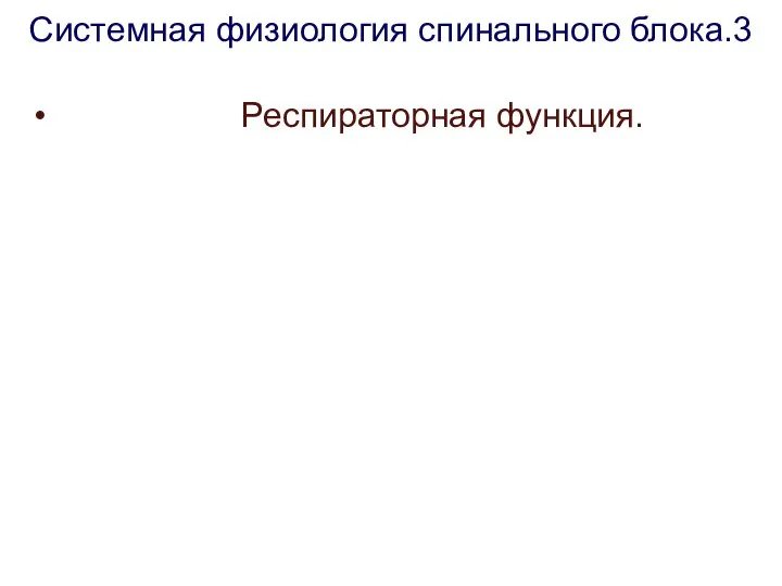 Системная физиология спинального блока.3 Респираторная функция.