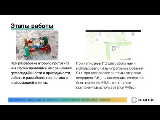 Этапы работы При написании ПО для робота нами использовался язык программирования