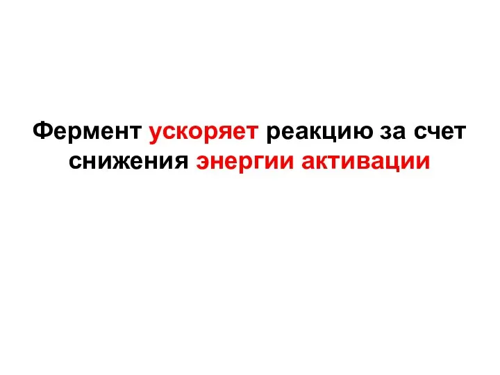 Фермент ускоряет реакцию за счет снижения энергии активации