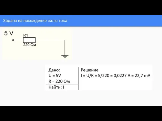 Задача на нахождение силы тока