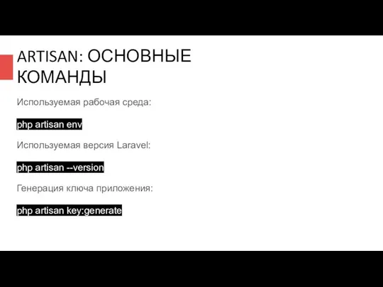 Используемая рабочая среда: php artisan env Используемая версия Laravel: php artisan