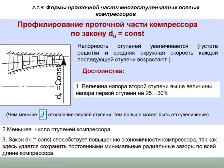 2.1.5 Формы проточной части многоступенчатых осевых компрессоров