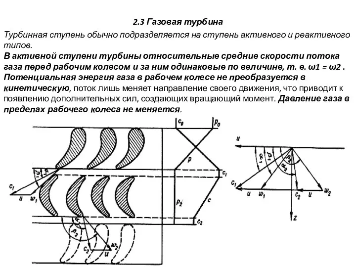 2.3 Газовая турбина Турбинная ступень обычно подразделяется на ступень активного и