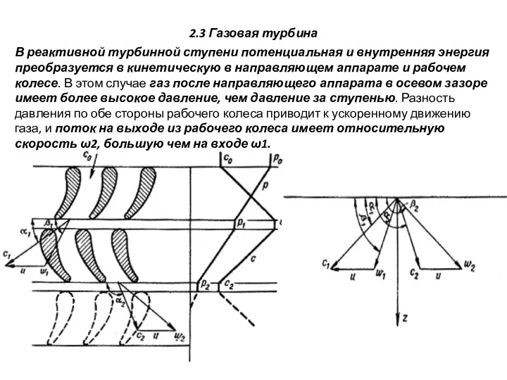 2.3 Газовая турбина В реактивной турбинной ступени потенциальная и внутренняя энергия