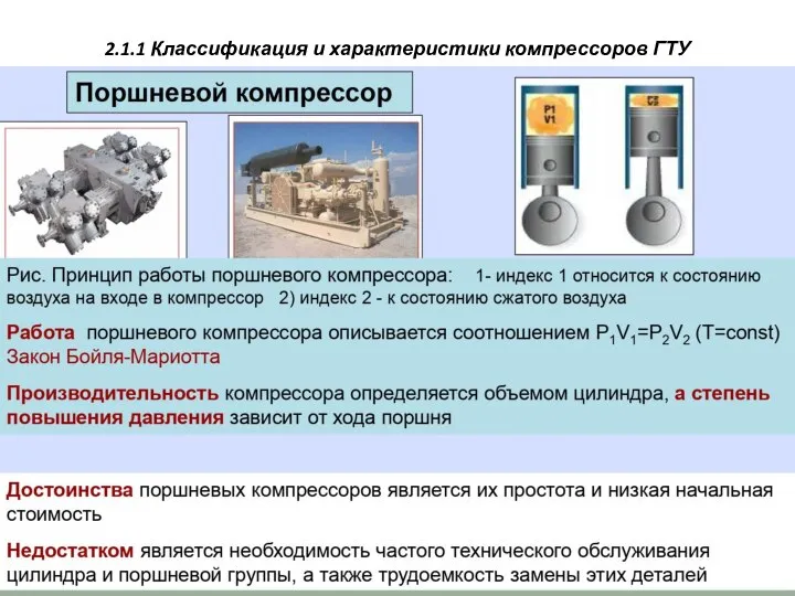 2.1.1 Классификация и характеристики компрессоров ГТУ